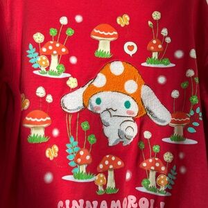 Cinnamoroll Red Sweatshirt with Mushroom Design by Sanrio